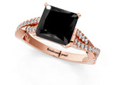 Rose gold Fancy Black Princess Cut Diamond Solitaire Engagement Ring with Twisted Pavé Band and Four-Prong Setting_25