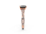 Rose gold Fancy Black Princess Cut Diamond Solitaire Engagement Ring with Twisted Pavé Band and Four-Prong Setting_26