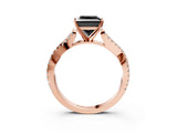 Rose gold Fancy Black Princess Cut Diamond Solitaire Engagement Ring with Twisted Pavé Band and Four-Prong Setting_27