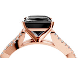 Rose gold Fancy Black Princess Cut Diamond Solitaire Engagement Ring with Twisted Pavé Band and Four-Prong Setting_28