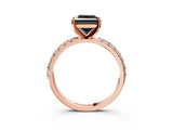Rose gold Fancy Black Princess Cut Diamond Solitaire Pavé Band with Four-Prong Setting_3