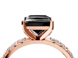 Rose gold Fancy Black Princess Cut Diamond Solitaire Pavé Band with Four-Prong Setting_4