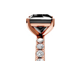 Rose gold Fancy Black Princess Cut Diamond Solitaire Pavé Band with Four-Prong Setting_5