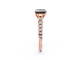 Rose gold Fancy Black Princess Cut Diamond Solitaire Ring with Cathedral Setting and Pavé Band_2