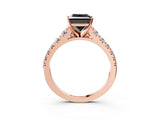 Rose gold Fancy Black Princess Cut Diamond Solitaire Ring with Cathedral Setting and Pavé Band_3