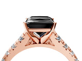 Rose gold Fancy Black Princess Cut Diamond Solitaire Ring with Cathedral Setting and Pavé Band_4