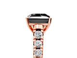 Rose gold Fancy Black Princess Cut Diamond Solitaire Ring with Cathedral Setting and Pavé Band_5