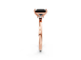 Rose gold Fancy Black Princess Cut Diamond Solitaire Ring with Classic Band and Four-Prong Setting_2