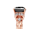 Rose gold Fancy Black Princess Cut Diamond Solitaire Ring with Filigree Band and Four-Prong Setting_5