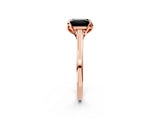 Rose gold Fancy Black Princess Cut Diamond Solitaire Ring with Flower Prong Setting and Classic Band_38