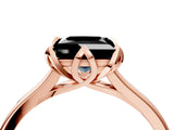 Rose gold Fancy Black Princess Cut Diamond Solitaire Ring with Flower Prong Setting and Classic Band_40