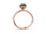 Rose gold Fancy Black Princess Cut Diamond Solitaire Ring with Four-Prong Setting and Pavé Band_6