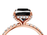 Rose gold Fancy Black Princess Cut Diamond Solitaire Ring with Four-Prong Setting and Pavé Band_7