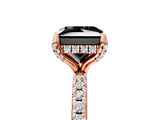 Rose gold Fancy Black Princess Cut Diamond Solitaire Ring with Four-Prong Setting and Pavé Band_8