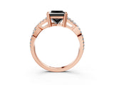 Rose gold Fancy Black Princess Cut Diamond Solitaire Ring with Four-Prong Setting and Twisted Pavé Band_3