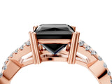 Rose gold Fancy Black Princess Cut Diamond Solitaire Ring with Four-Prong Setting and Twisted Pavé Band_4