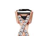 Rose gold Fancy Black Princess Cut Diamond Solitaire Ring with Four-Prong Setting and Twisted Pavé Band_5