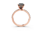 Rose gold Fancy Black Princess Cut Diamond Solitaire Ring with Pavé Accents and Four-Prong Setting_3