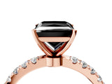 Rose gold Fancy Black Princess Cut Diamond Solitaire Ring with Pavé Accents and Four-Prong Setting_4