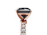 Rose gold Fancy Black Princess Cut Diamond Solitaire Ring with Pavé Accents and Four-Prong Setting_5