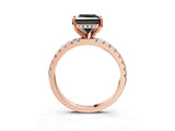 Rose gold Fancy Black Princess Cut Diamond Solitaire Ring with Pavé Band and Four-Prong Setting_15