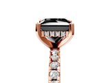 Rose gold Fancy Black Princess Cut Diamond Solitaire Ring with Pavé Band and Four-Prong Setting_17