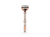 Rose gold Fancy Black Princess Cut Diamond Solitaire Ring with Pavé Band and Hidden Halo_14