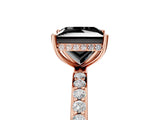 Rose gold Fancy Black Princess Cut Diamond Solitaire Ring with Pavé Band and Hidden Halo_17