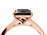 Rose gold Fancy Black Princess Cut Diamond Solitaire Ring with Pavé Band and Prong Setting_16