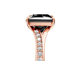 Rose gold Fancy Black Princess Cut Diamond Solitaire Ring with Pavé Band and Prong Setting_17