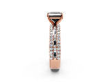 Rose gold Fancy Black Princess Cut Diamond Solitaire Ring with Pavé and Channel Set Band_2