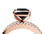 Rose gold Fancy Black Princess Cut Diamond Solitaire Ring with Pavé and Channel Set Band_4