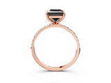 Rose gold Fancy Black Princess Cut Diamond Solitaire Ring with Pave Band and Four Prong Setting_15