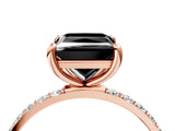 Rose gold Fancy Black Princess Cut Diamond Solitaire Ring with Pave Band and Four Prong Setting_16