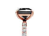 Rose gold Fancy Black Princess Cut Diamond Solitaire Ring with Pave Band and Four Prong Setting_17