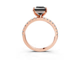 Rose gold Fancy Black Princess Cut Diamond Solitaire Ring with Round  Pavé Band and Four-Prong Setting_39