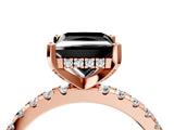 Rose gold Fancy Black Princess Cut Diamond Solitaire Ring with Round  Pavé Band and Four-Prong Setting_40