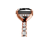 Rose gold Fancy Black Princess Cut Diamond Solitaire Ring with Round  Pavé Band and Four-Prong Setting_41