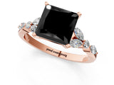 Rose gold Fancy Black Princess Cut Diamond Solitaire Ring with Side Stones and Four-Prong Setting_13