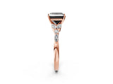 Rose gold Fancy Black Princess Cut Diamond Solitaire Ring with Side Stones and Four-Prong Setting_14