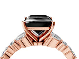 Rose gold Fancy Black Princess Cut Diamond Solitaire Ring with Side Stones and Four-Prong Setting_16