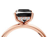 Rose gold Fancy Black Princess Cut Diamond Solitaire Ring with Thin Band and Four-Prong Setting_4
