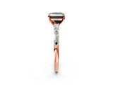 Rose gold Fancy Black Princess Cut Diamond Solitaire with Side Baguettes and Channel Set Band_2