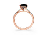 Rose gold Fancy Black Princess Cut Diamond Solitaire with Side Baguettes and Channel Set Band_3