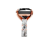 Rose gold Fancy Black Princess Cut Diamond Solitaire with Side Baguettes and Channel Set Band_5