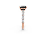 Rose gold Fancy Black Princess Cut Diamond Solitaire with Side Stones, Pave Band, Four-Prong Setting_26