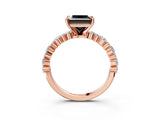 Rose gold Fancy Black Princess Cut Diamond Solitaire with Side Stones, Pave Band, Four-Prong Setting_27