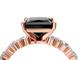 Rose gold Fancy Black Princess Cut Diamond Solitaire with Side Stones, Pave Band, Four-Prong Setting_28