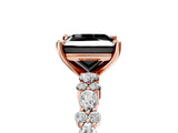 Rose gold Fancy Black Princess Cut Diamond Solitaire with Side Stones, Pave Band, Four-Prong Setting_29