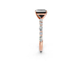 Rose gold Fancy Black Princess Cut Diamond Solitaire with Side Stones on a Pavé Band and Four-Prong Setting_2